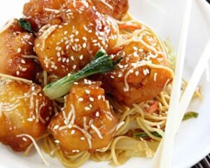 honey chicken with noodles